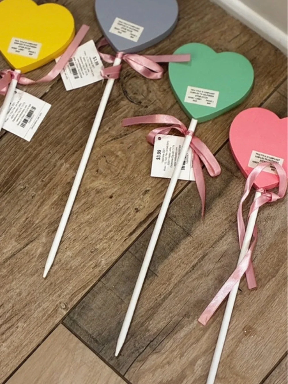 Sparkling Conversation Heart floral arrangement, wreath Stakes - Assorted Colors